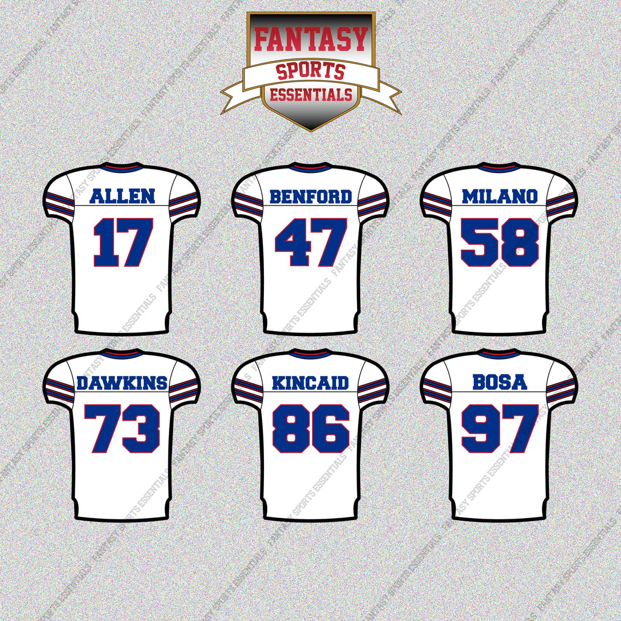 Buffalo Bills 2025 Away Jersey Glossy Stickers (Choose Your Player) Page 2