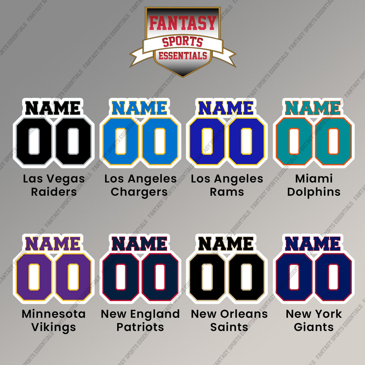 Pro Football Personalized Current Name and Number Magnets (L-W) (Enter Your Name and Number