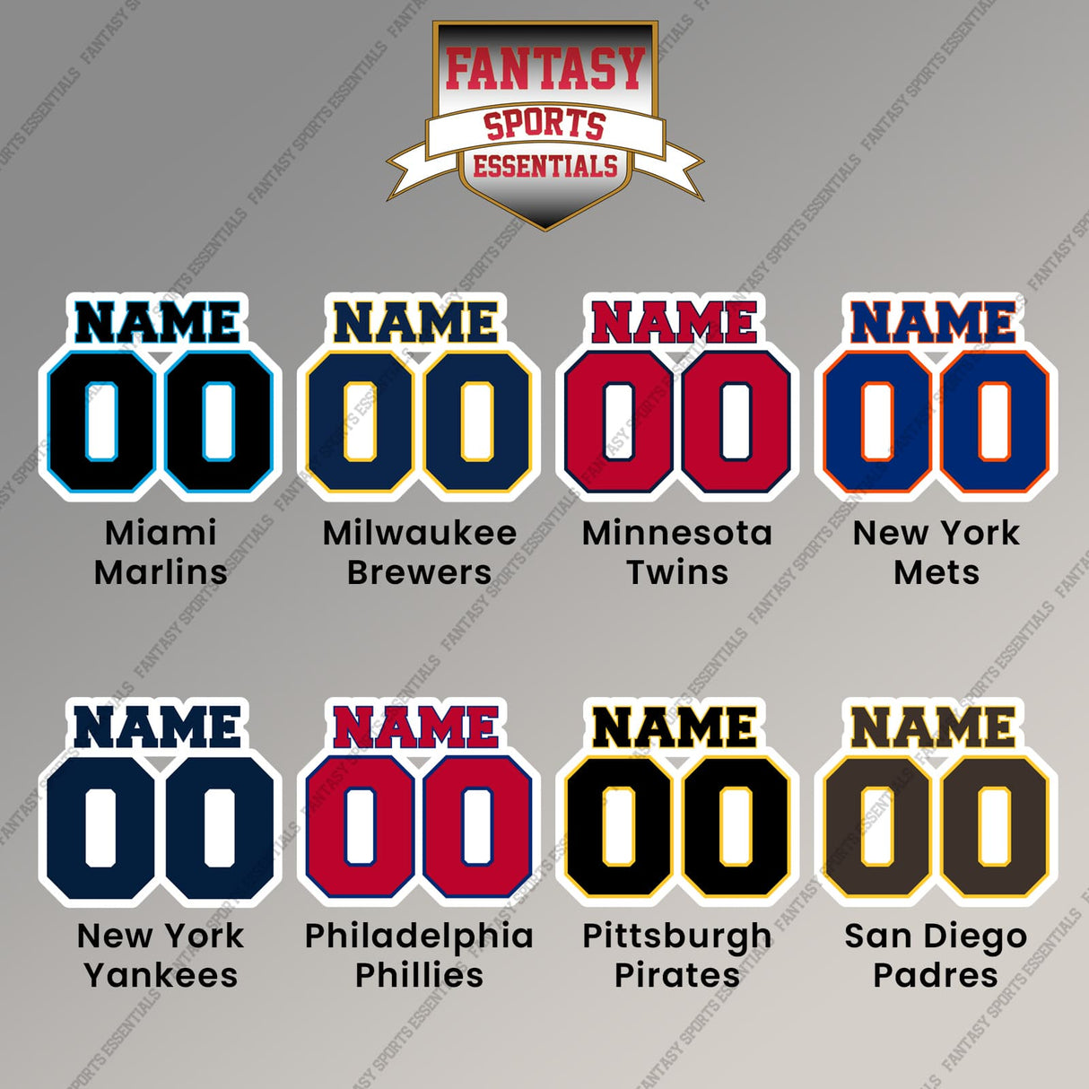 Pro Baseball Personalized Current Name and Number Magnets (M-W) (Enter Your Name and Number)