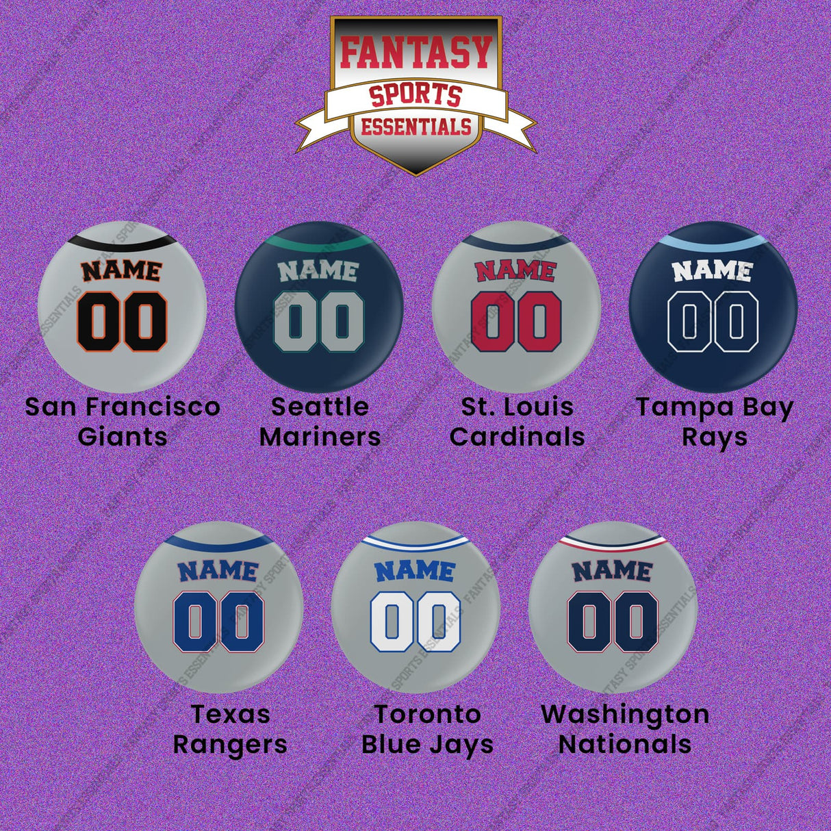 Pro Baseball Personalized Current Away Jersey Button Pins (M-W) (Enter Your Name and Number) Page 2