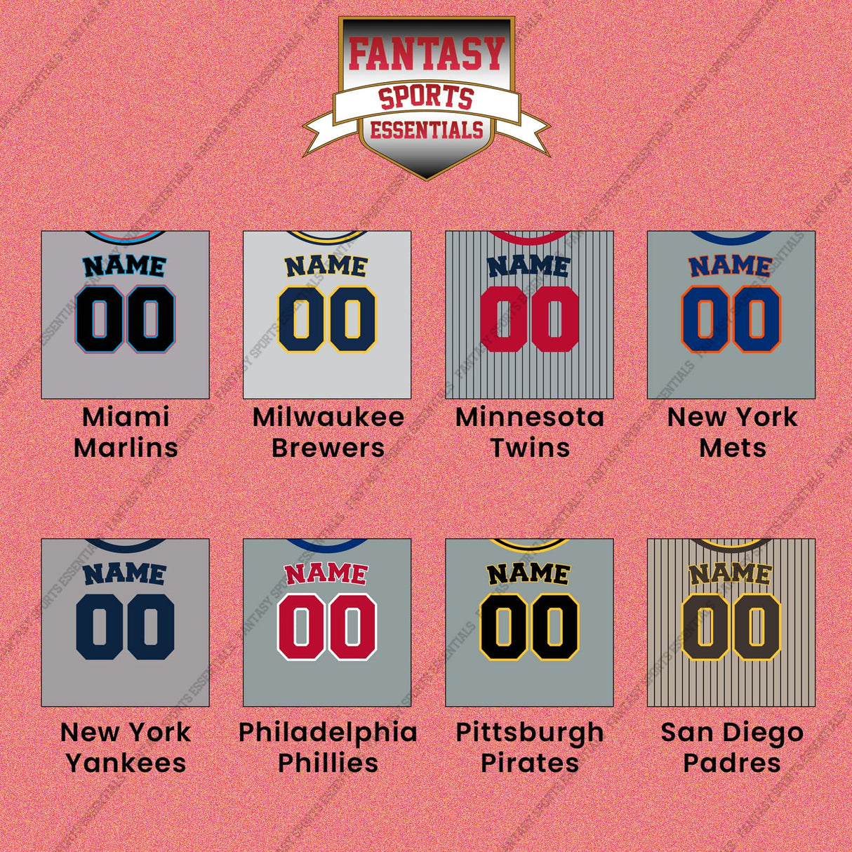 Pro Baseball Personalized Current Away Jersey Wall Art Prints (M-W) (Enter Your Name and Number) Page 1