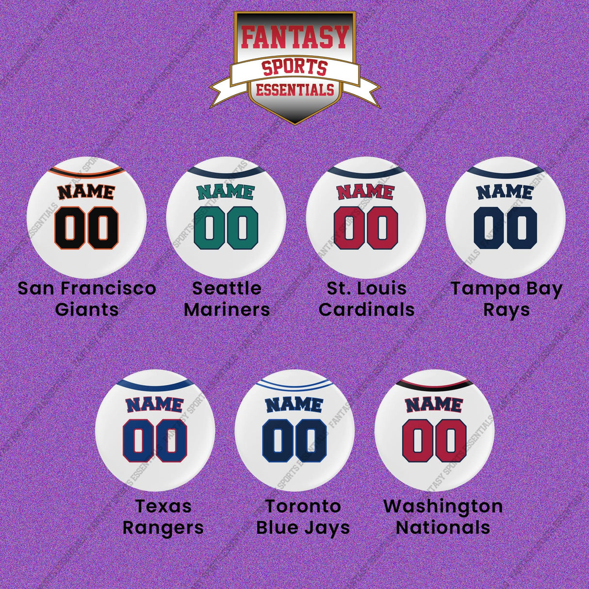 Pro Baseball Personalized Current Home Jersey Button Pins (M-W) (Enter Your Name and Number) Page 2