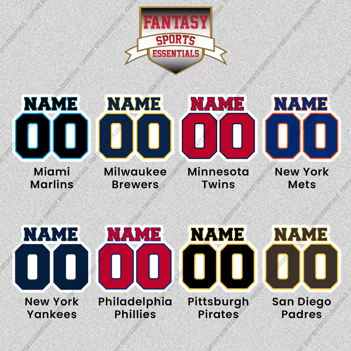 Pro Baseball Personalized Current Name and Number Glossy Stickers (M-W) (Enter Your Name and Number) Page 1