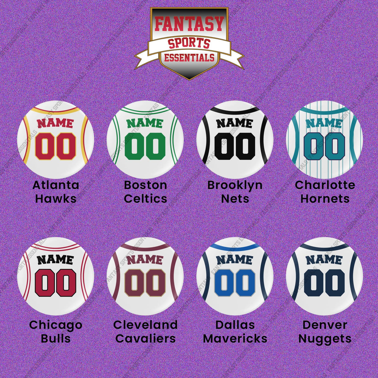 Pro Basketball Personalized Current Away Jersey Button Pins (A-M) (Enter Your Name and Number) Page 1