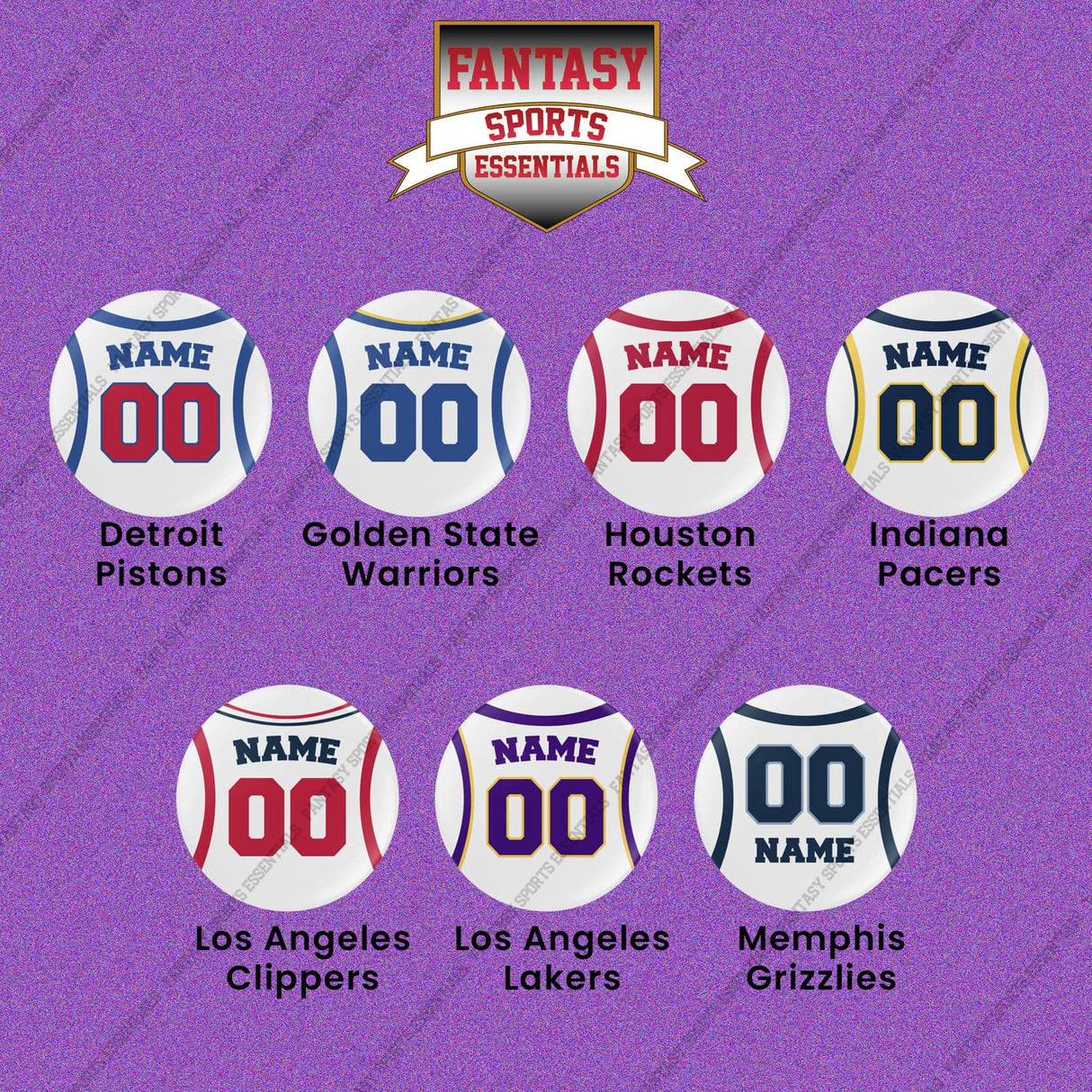 Pro Basketball Personalized Current Away Jersey Button Pins (A-M) (Enter Your Name and Number) Page 2