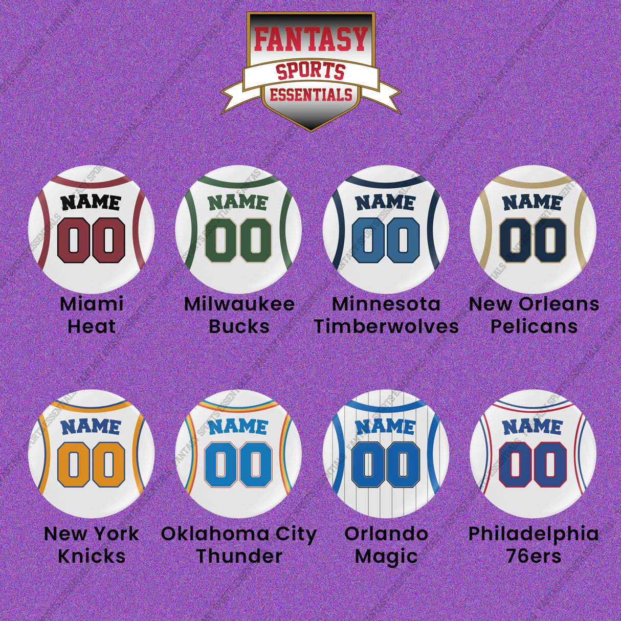 Pro Basketball Personalized Current Away Jersey Button Pins (M-W) (Enter Your Name and Number) Page 1