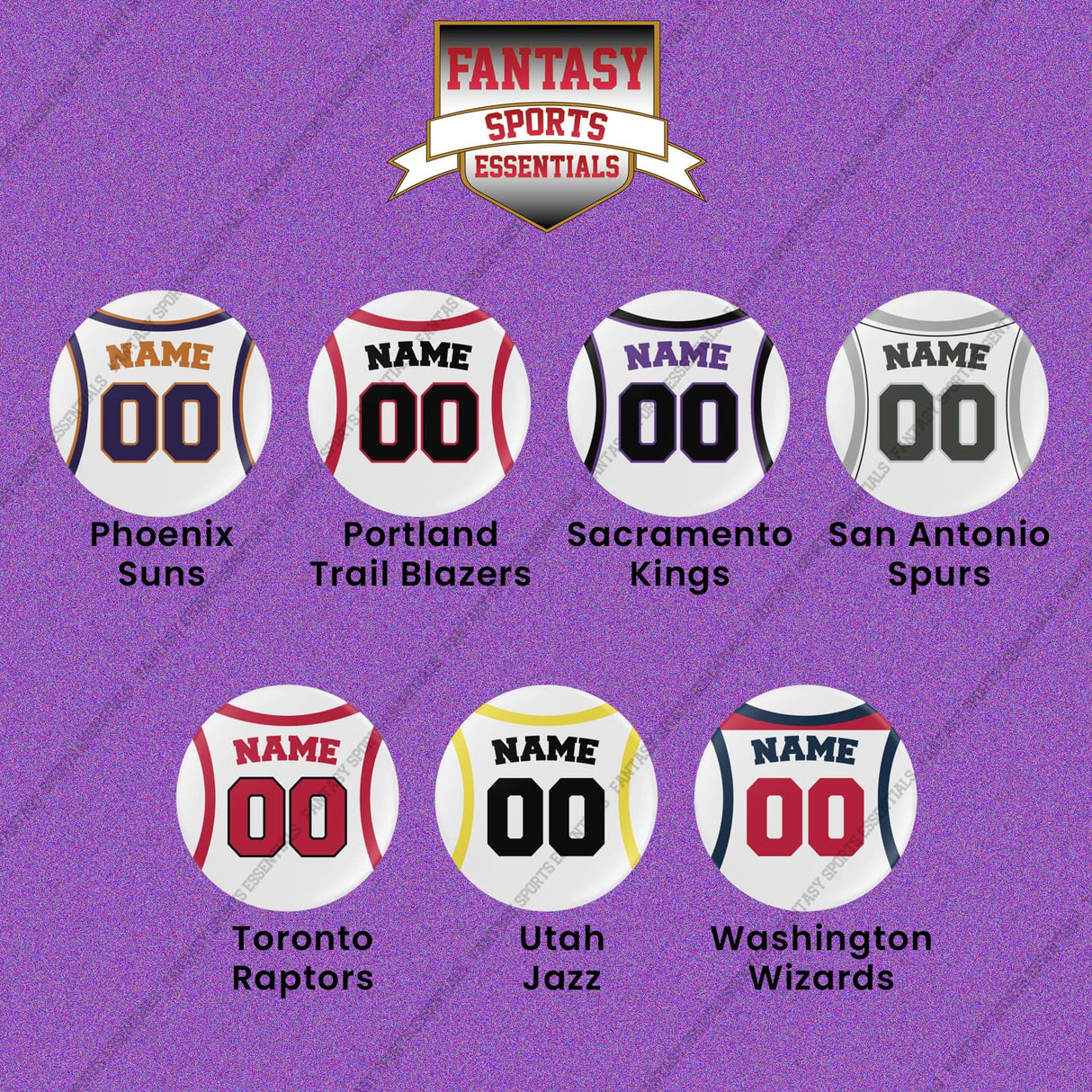 Pro Basketball Personalized Current Away Jersey Button Pins (M-W) (Enter Your Name and Number) Page 2