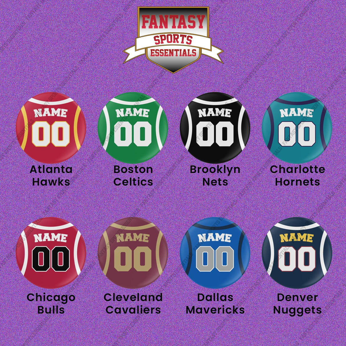 Pro Basketball Personalized Current Home Jersey Button Pins (A-M) (Enter Your Name and Number) Page 1