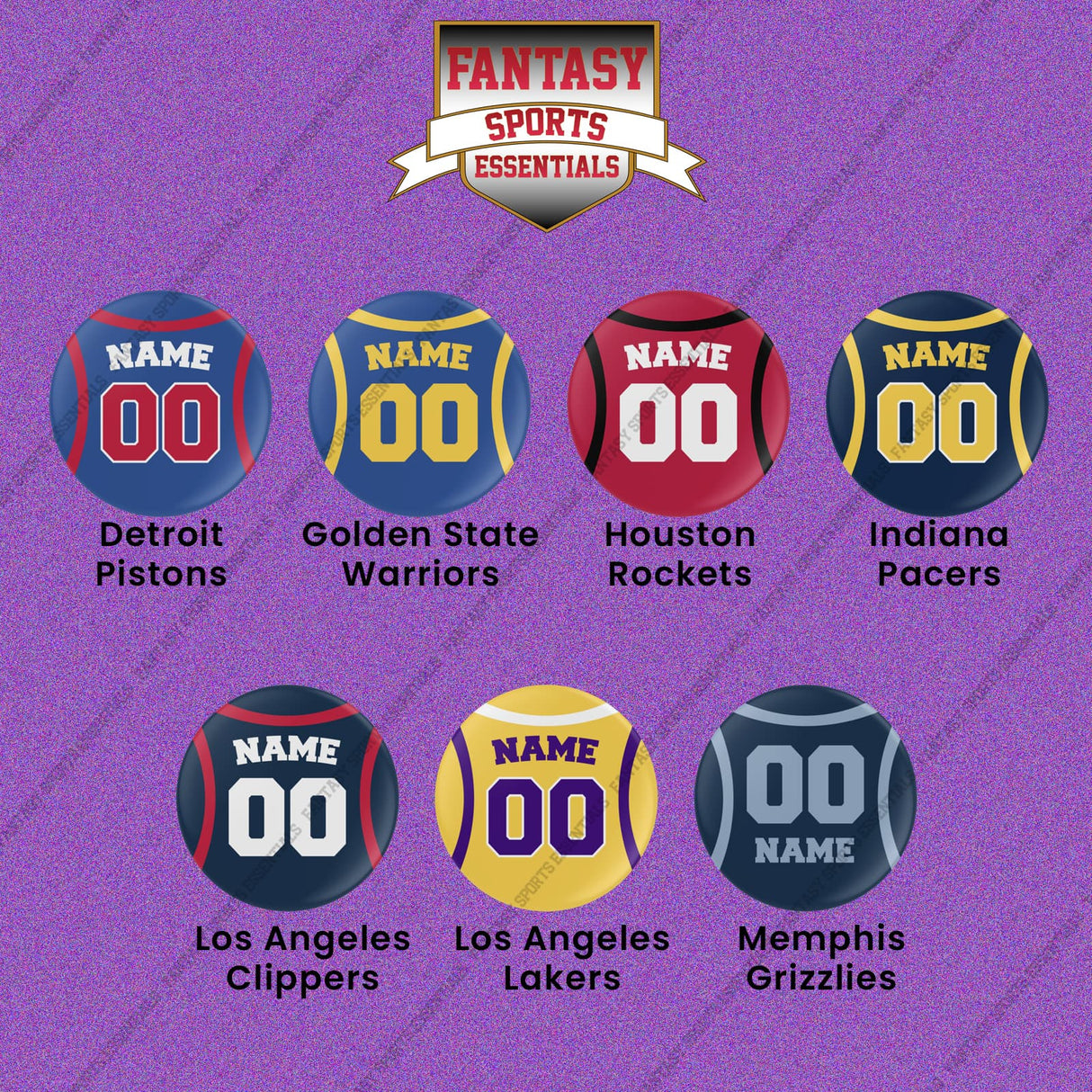 Pro Basketball Personalized Current Home Jersey Button Pins (A-M) (Enter Your Name and Number) Page 2