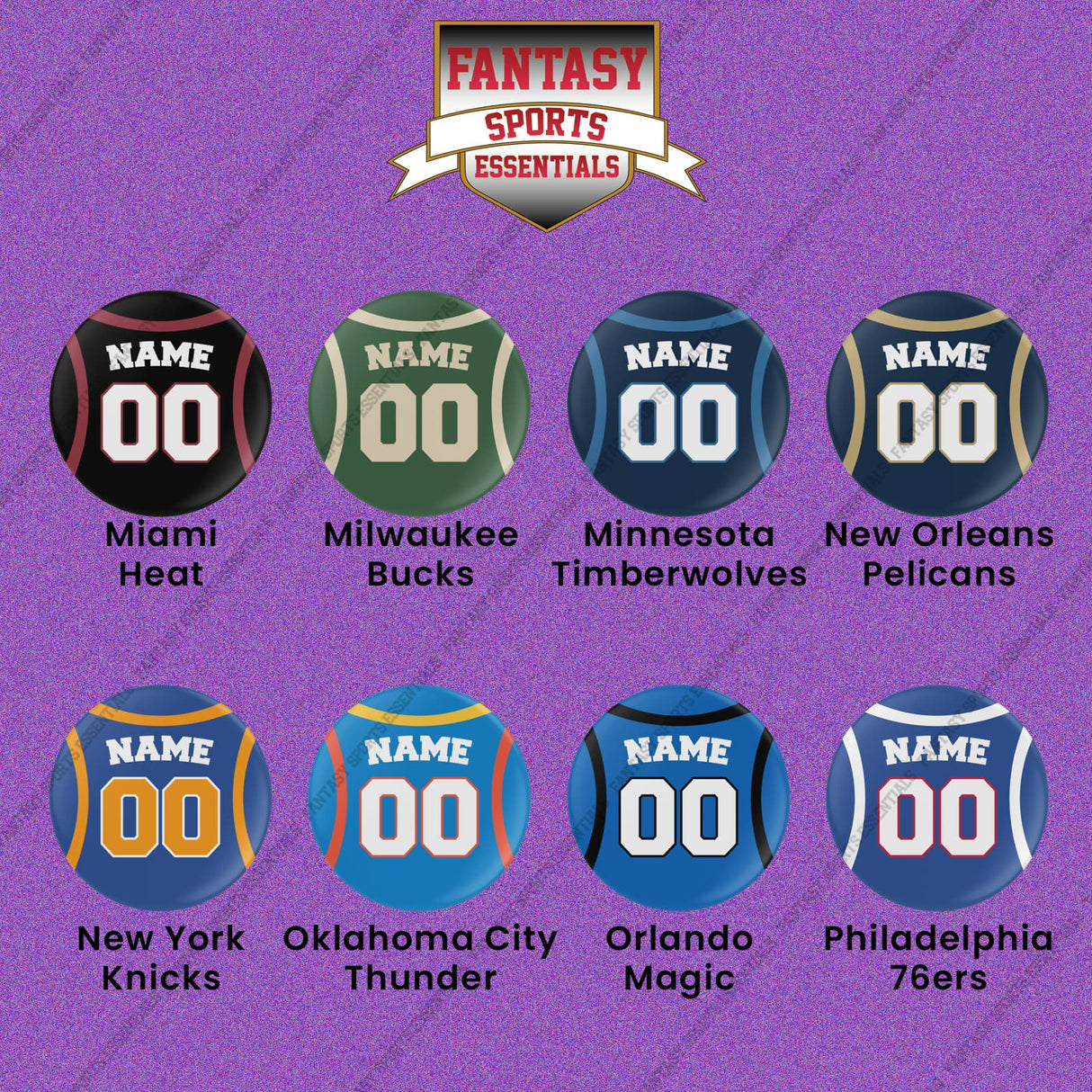 Pro Basketball Personalized Current Home Jersey Button Pins (M-W) (Enter Your Name and Number) Page 1