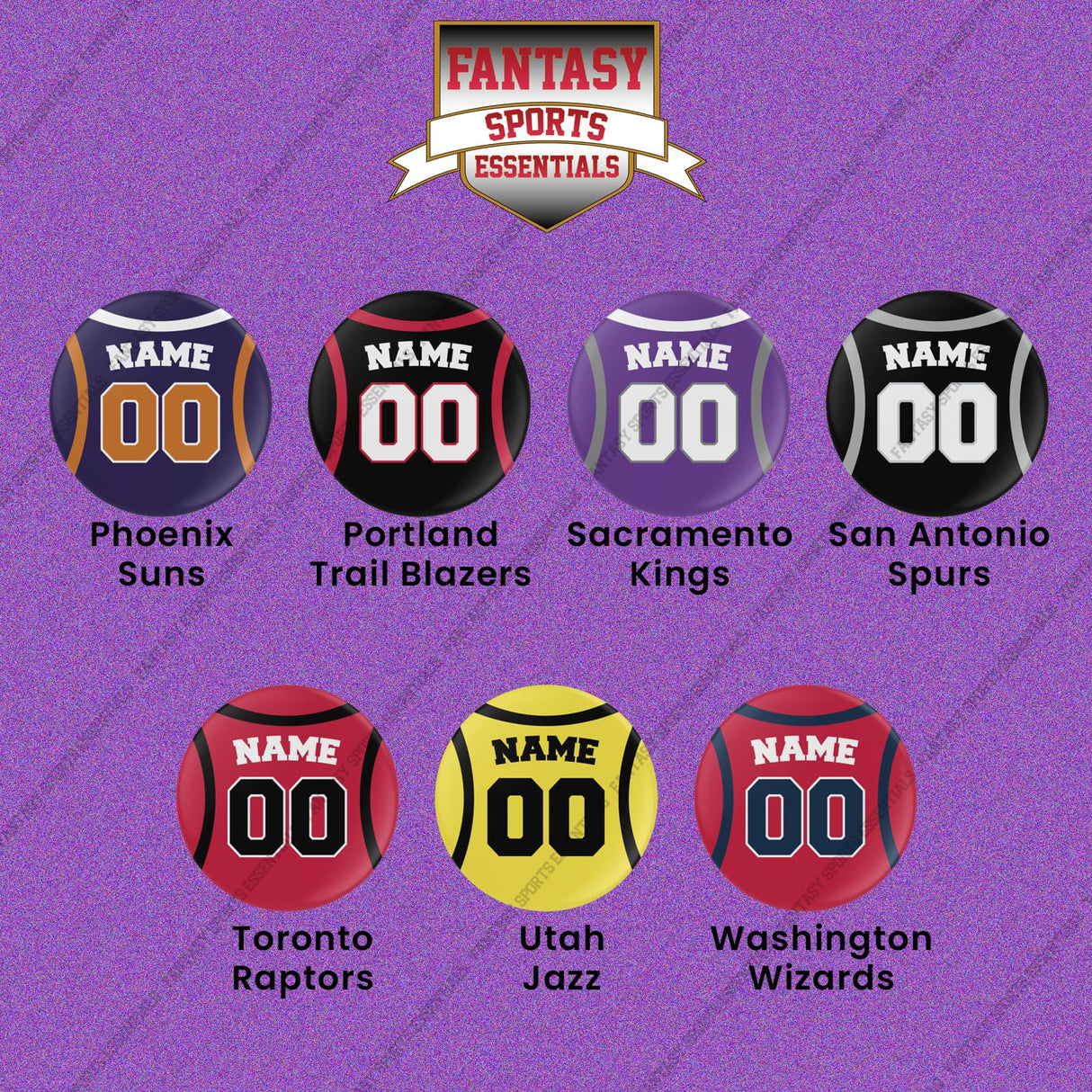 Pro Basketball Personalized Current Home Jersey Button Pins (M-W) (Enter Your Name and Number) Page 2