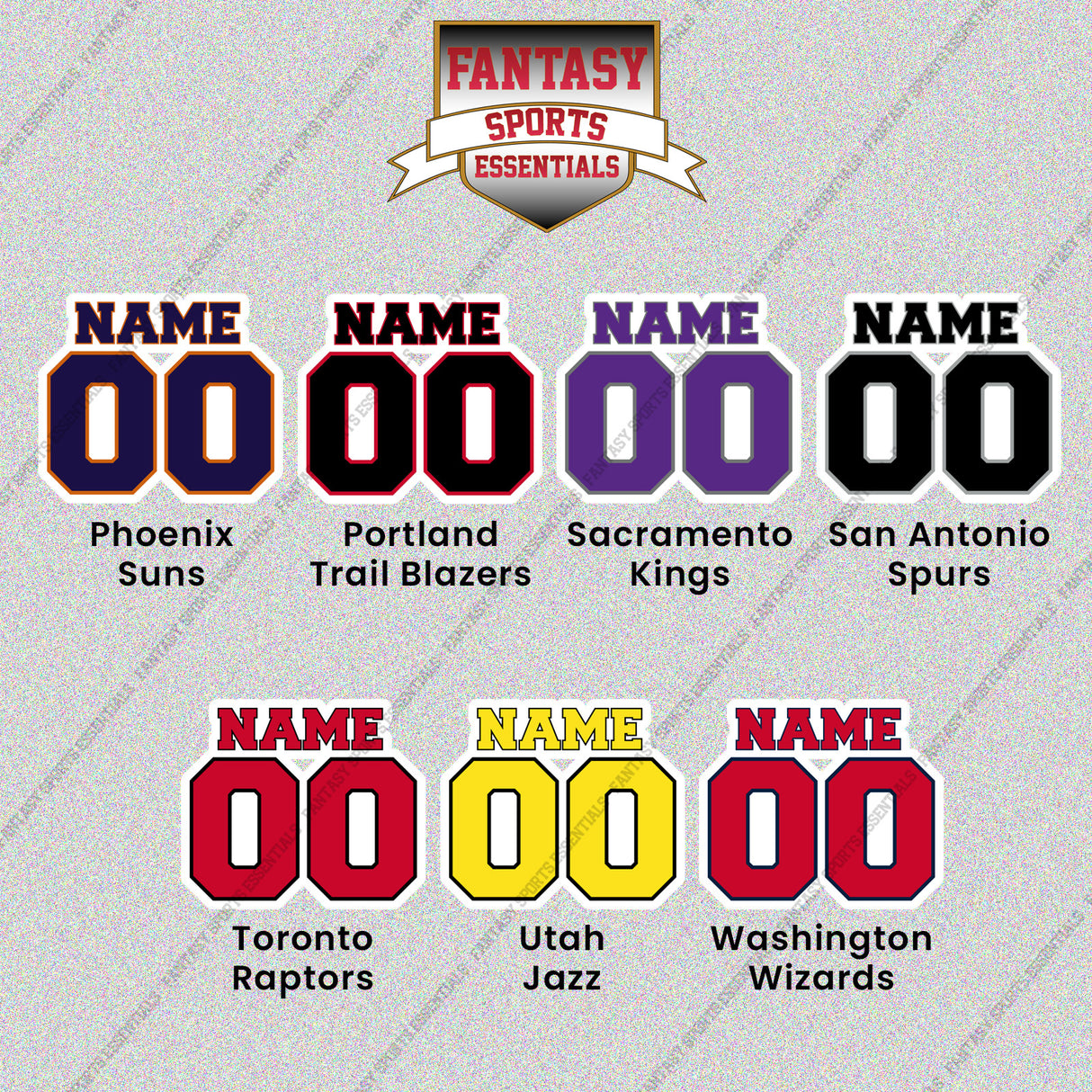 Pro Basketball Personalized Current Name and Number Glossy Stickers (M-W) (Enter Your Name and Number) Page 2