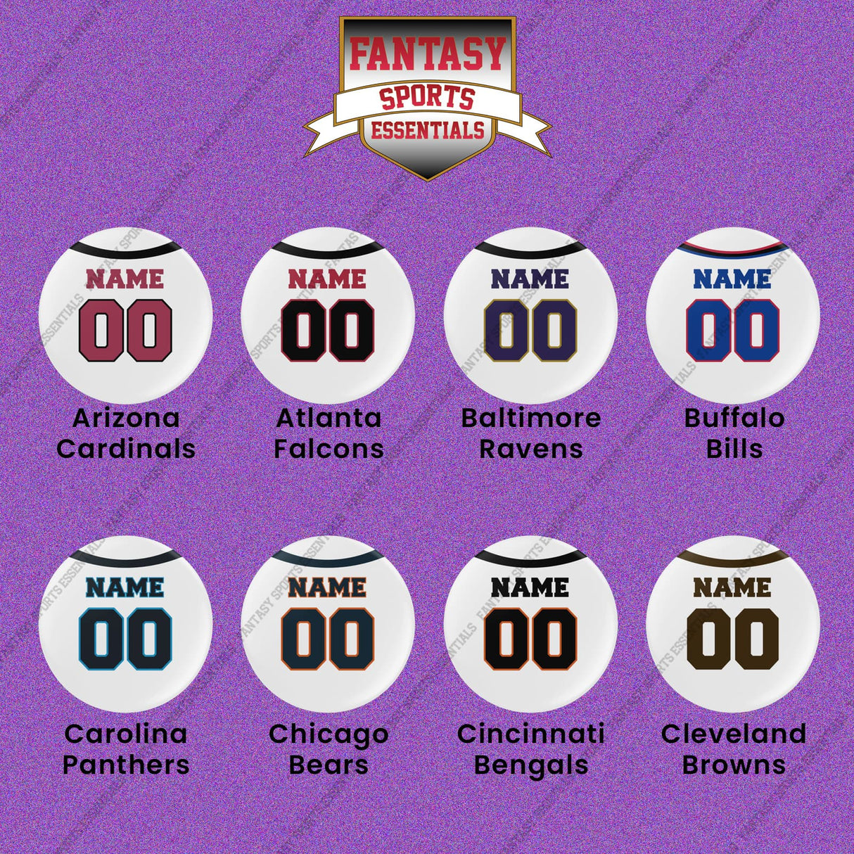 Pro Football Personalized Current Away Jersey Button Pins (A-K) (Enter Your Name and Number) Page 1