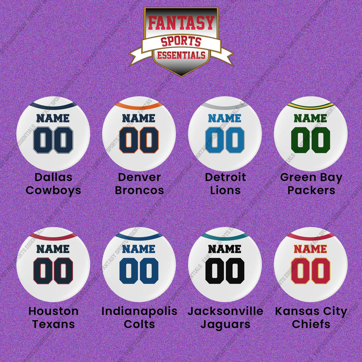 Pro Football Personalized Current Away Jersey Button Pins (A-K) (Enter Your Name and Number) Page 2