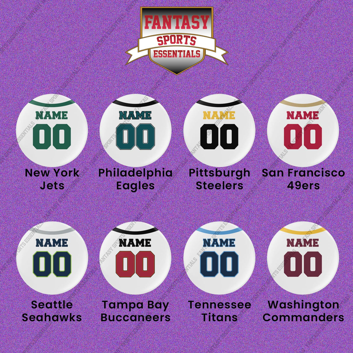 Pro Football Personalized Current Away Jersey Button Pins (L-W) (Enter Your Name and Number) Page 2