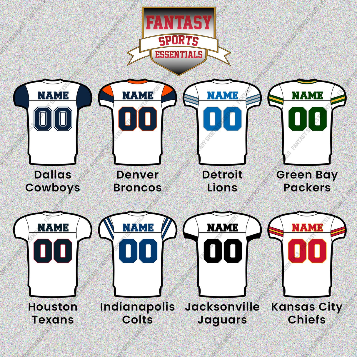 Pro Football Personalized Current Away Jersey Glossy Stickers (A-K) (Enter Your Name and Number) Page 2