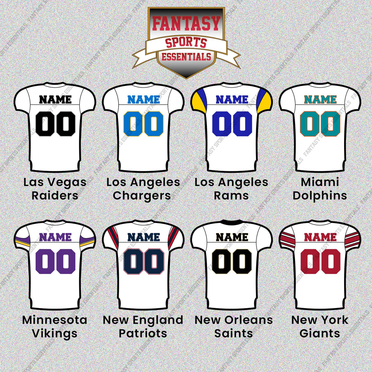 Pro Football Personalized Current Away Jersey Glossy Stickers (L-W) (Enter Your Name and Number) Page 1