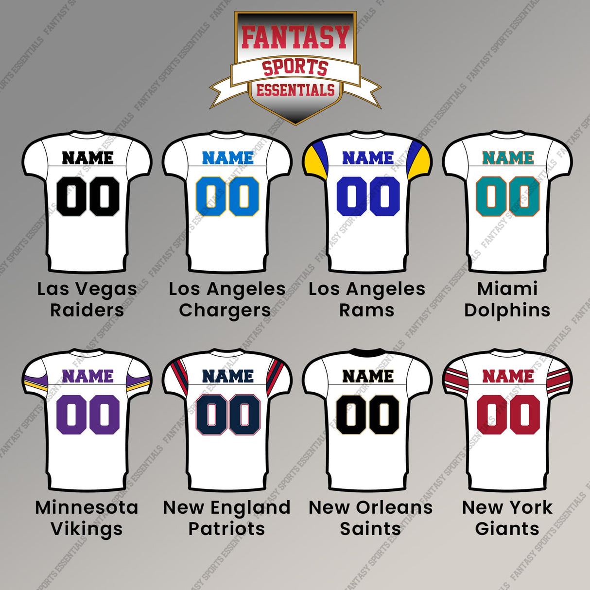 Pro Football Personalized Current Away Jersey Magnets (L-W) (Enter Your Name and Number) Page 1