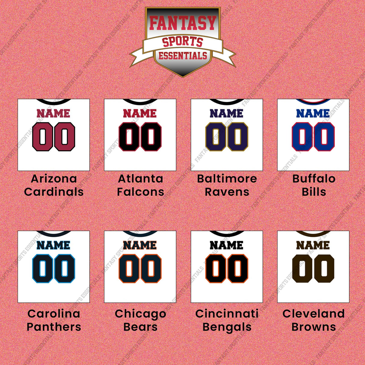 Pro Football Personalized Current Away Jersey Wall Art Prints (A-K) (Enter Your Name and Number) Page 1