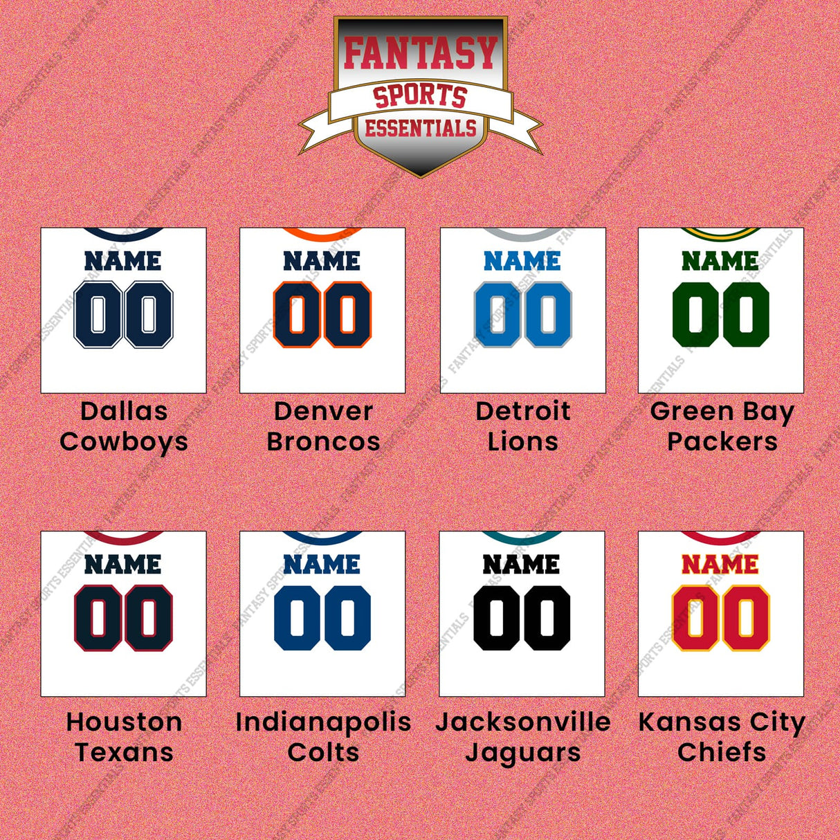 Pro Football Personalized Current Away Jersey Wall Art Prints (A-K) (Enter Your Name and Number) Page 2