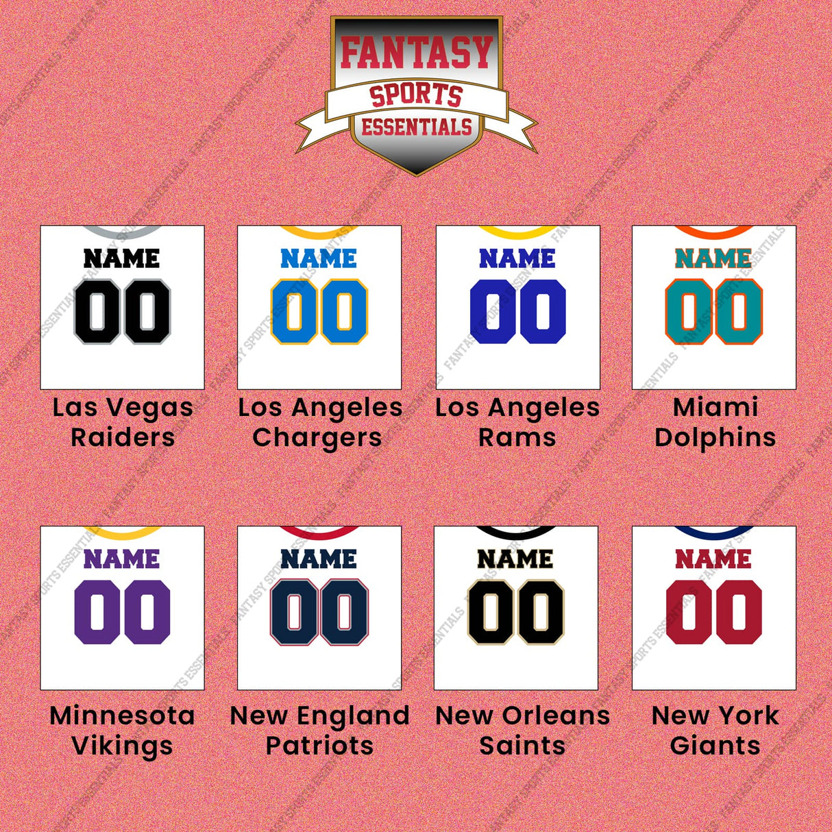 Pro Football Personalized Current Away Jersey Wall Art Prints (L-W) (Enter Your Name and Number) Page 1