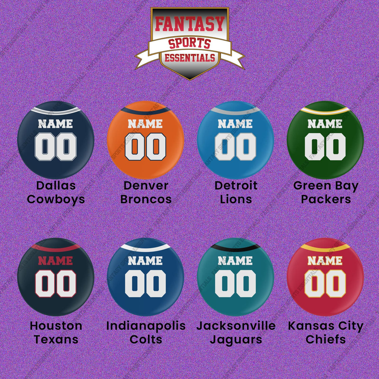 Pro Football Personalized Current Home Jersey Button Pins (A-K) (Enter Your Name and Number) Page 2