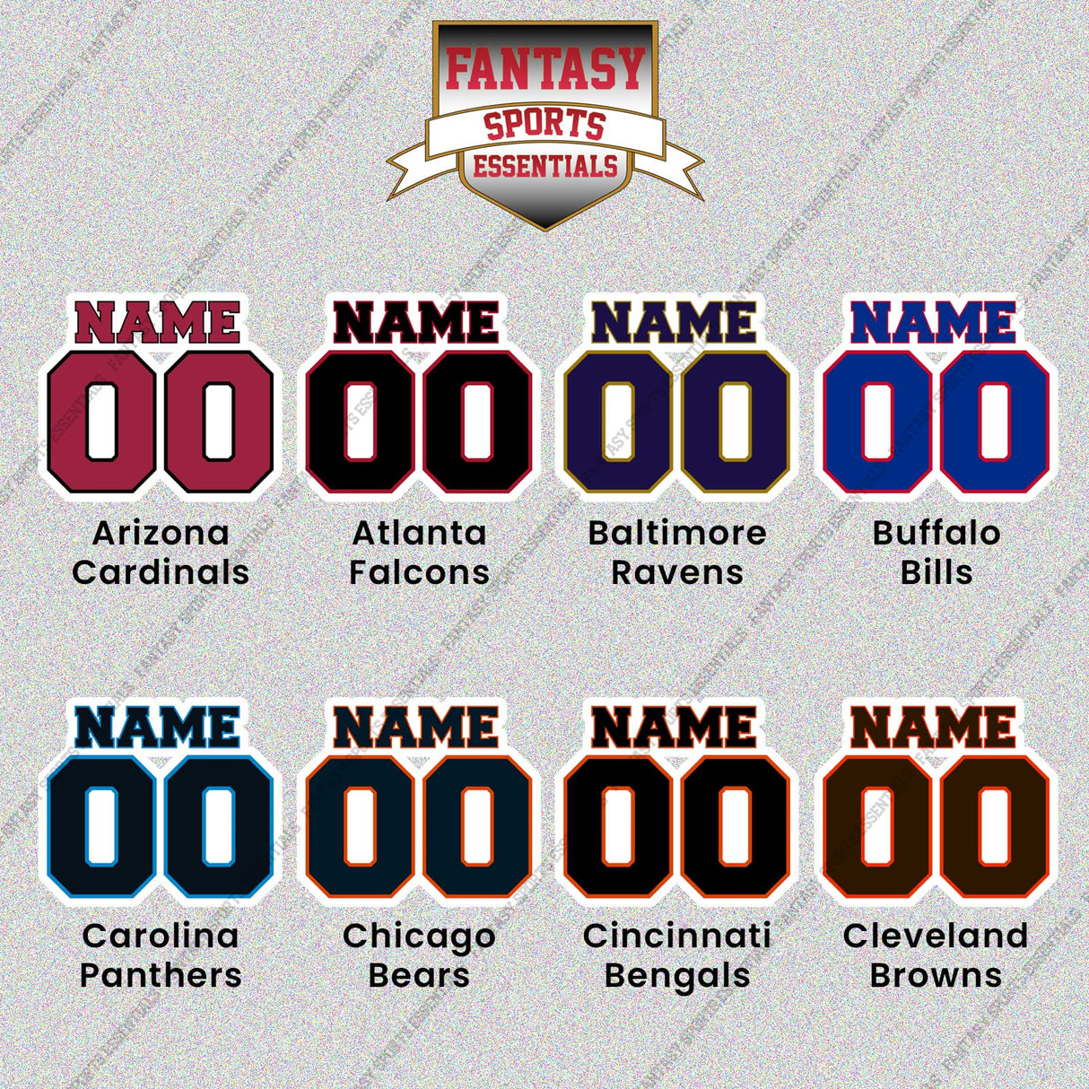 Pro Football Personalized Current Name and Number Glossy Stickers (A-K) (Enter Your Name and Number) Page 1