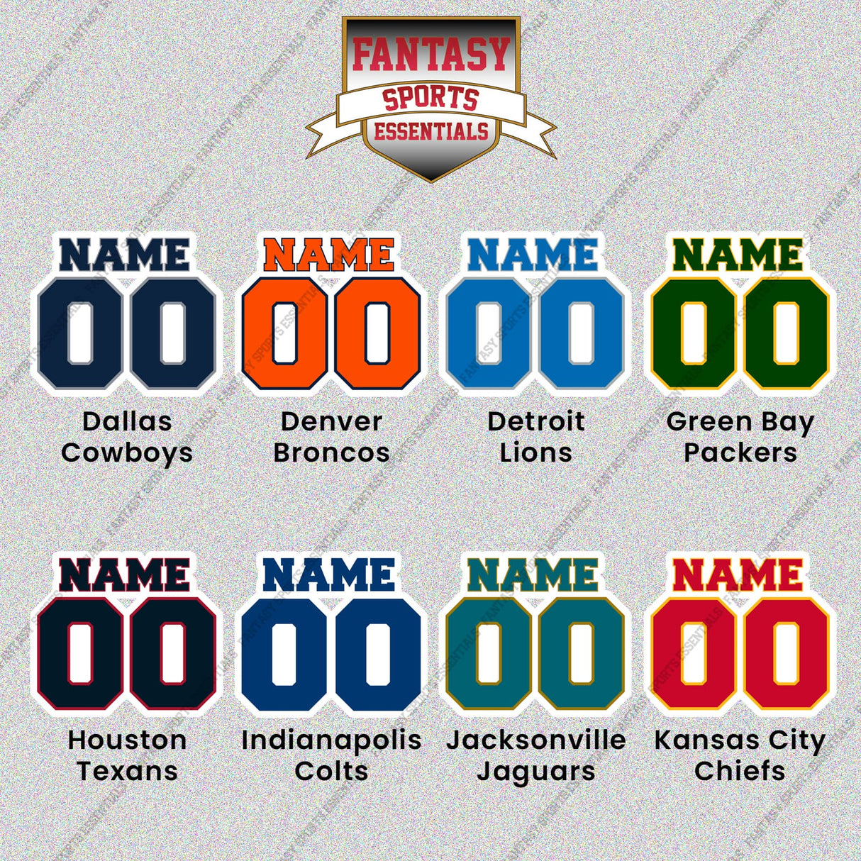 Pro Football Personalized Current Name and Number Glossy Stickers (A-K) (Enter Your Name and Number) Page 2