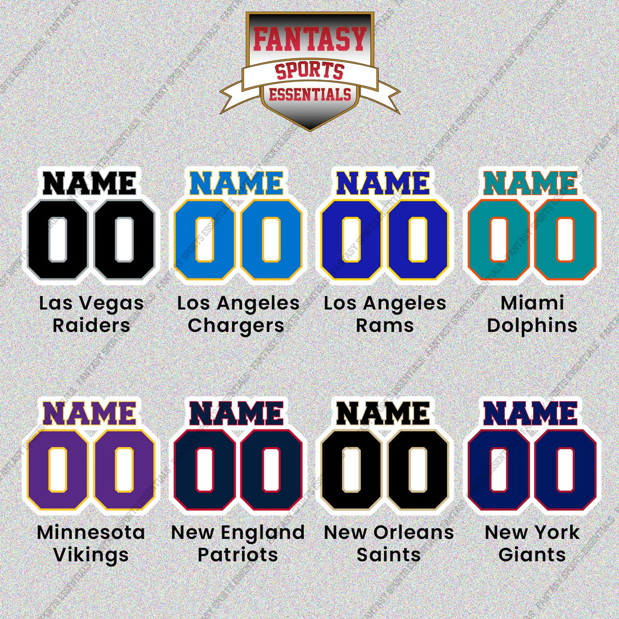 Pro Football Personalized Name and Number Glossy Stickers (L-W) (Enter Your Name and Number) Page 1