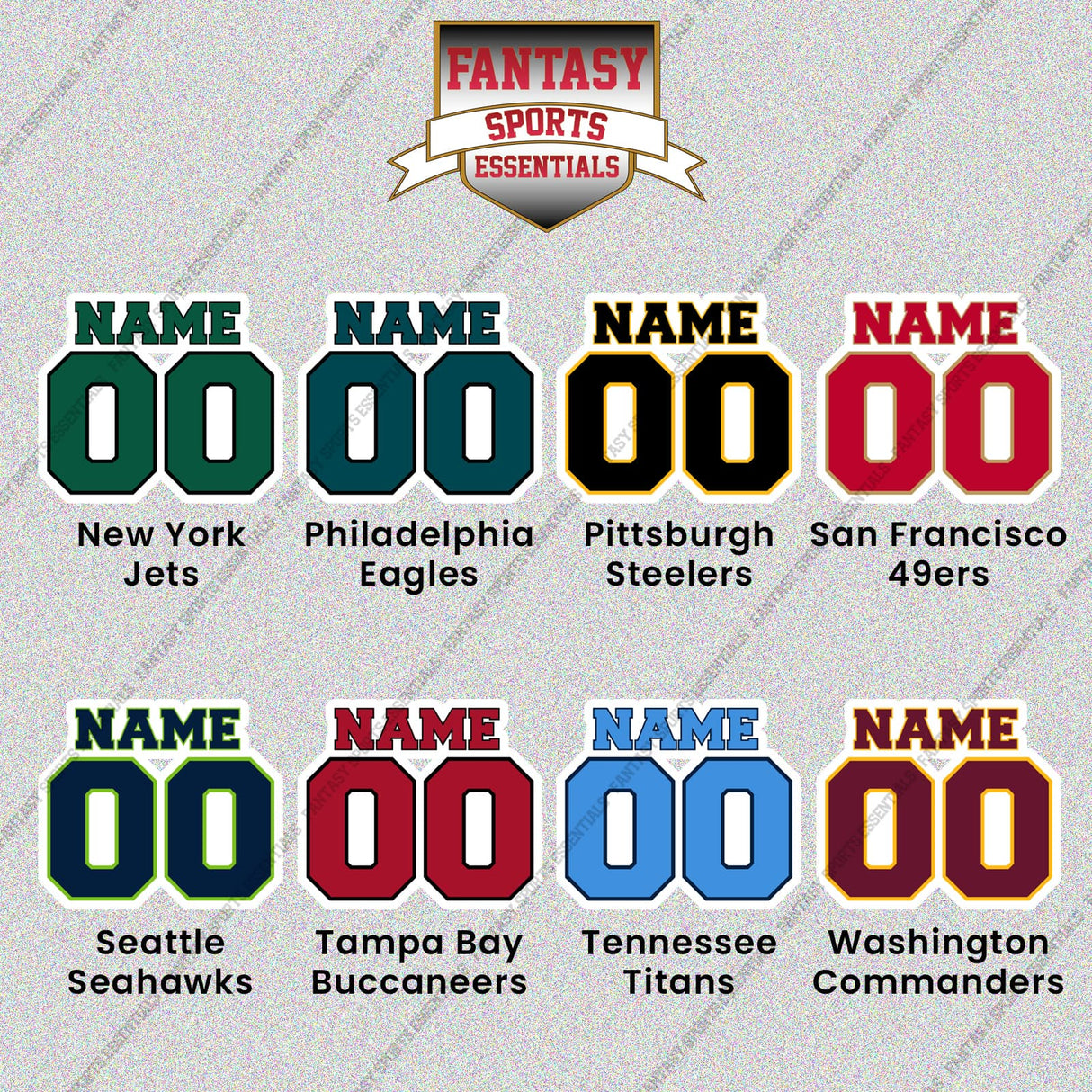 Pro Football Personalized Name and Number Glossy Stickers (L-W) (Enter Your Name and Number) Page 2