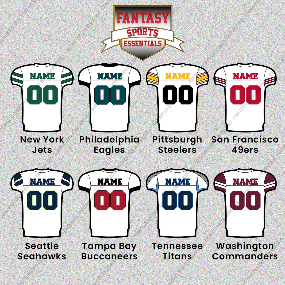 Pro Football Personalized Current Away Jersey Glossy Stickers (L-W) (Enter Your Name and Number) Page 2