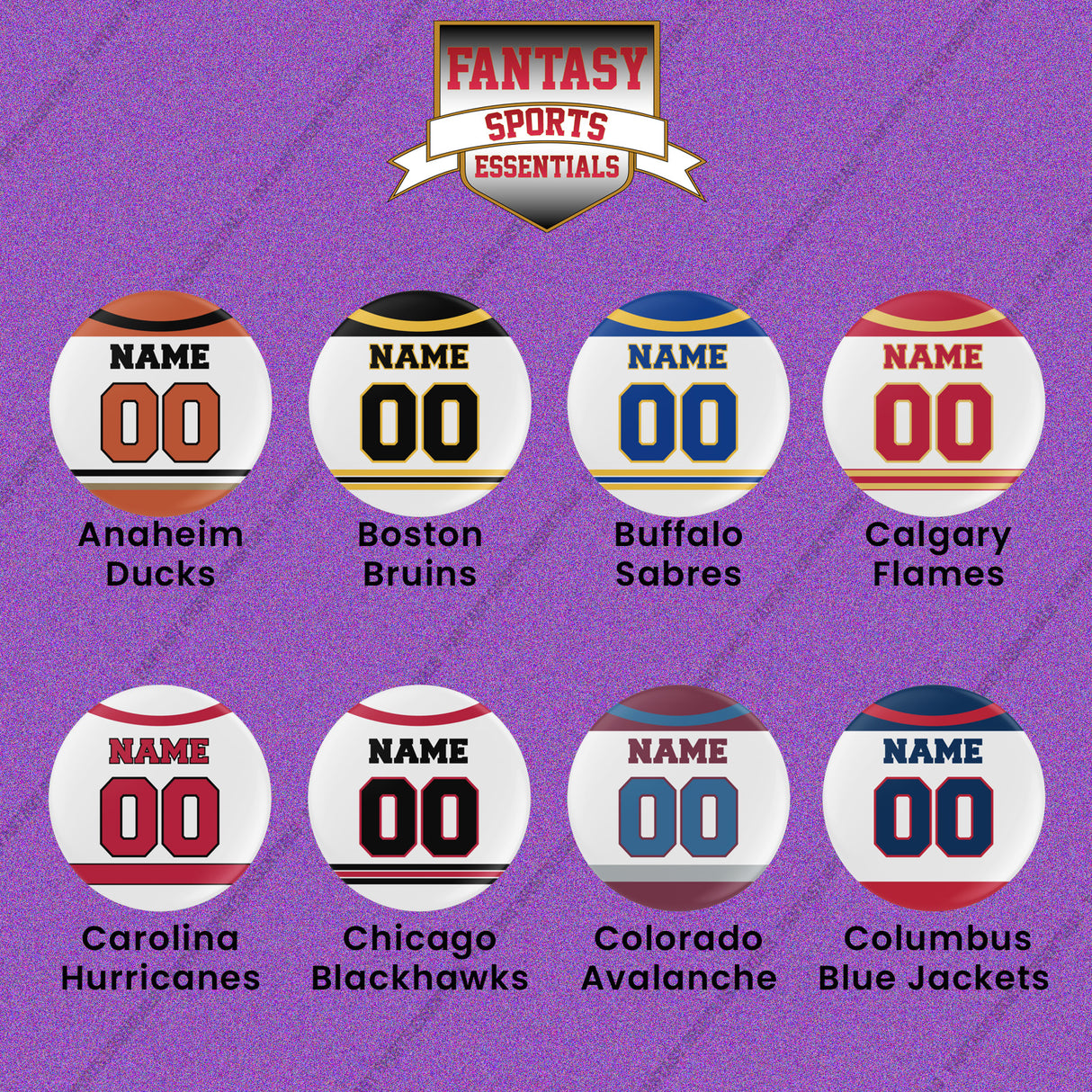 Pro Hockey Personalized Current Away Jersey Button Pins (A-N) (Enter Your Name and Number) Page 1