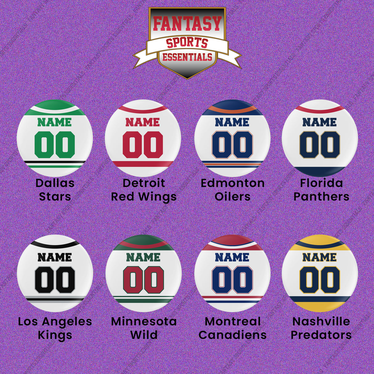 Pro Hockey Personalized Current Away Jersey Button Pins (A-N) (Enter Your Name and Number) Page 2