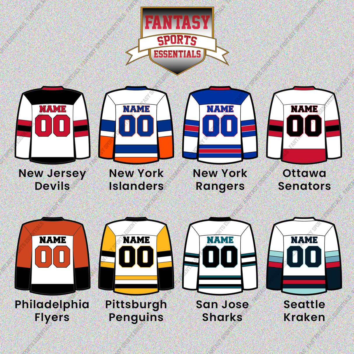 Pro Hockey Personalized Current Away Jersey Glossy Stickers (N-W) (Enter Your Name and Number) Page 1