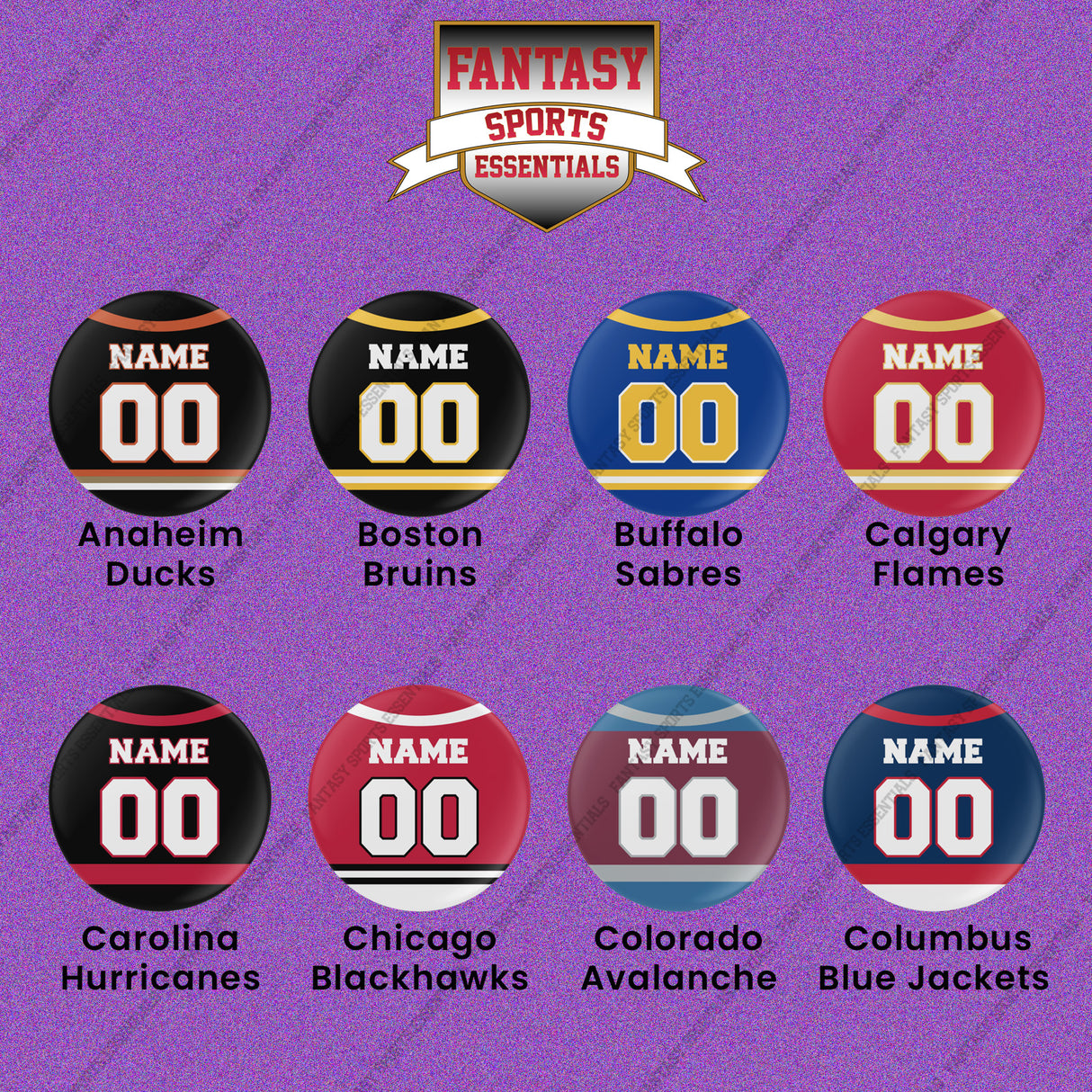 Pro Hockey Personalized Current Home Jersey Button Pins (A-N) (Enter Your Name and Number) Page 1