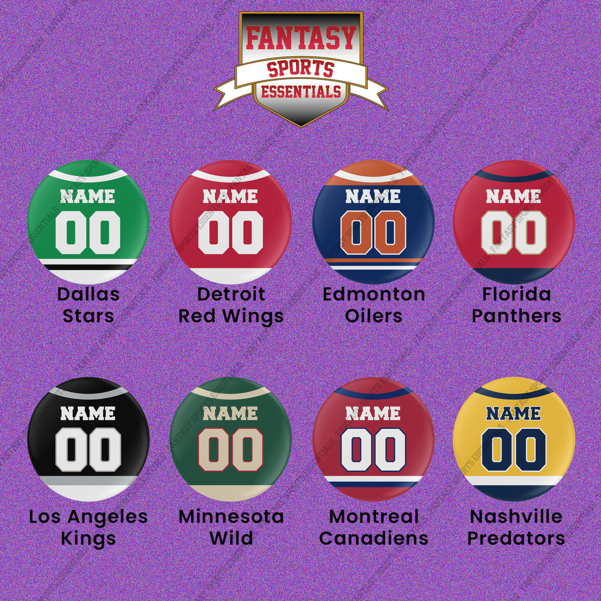 Pro Hockey Personalized Current Home Jersey Button Pins (A-N) (Enter Your Name and Number) Page 2