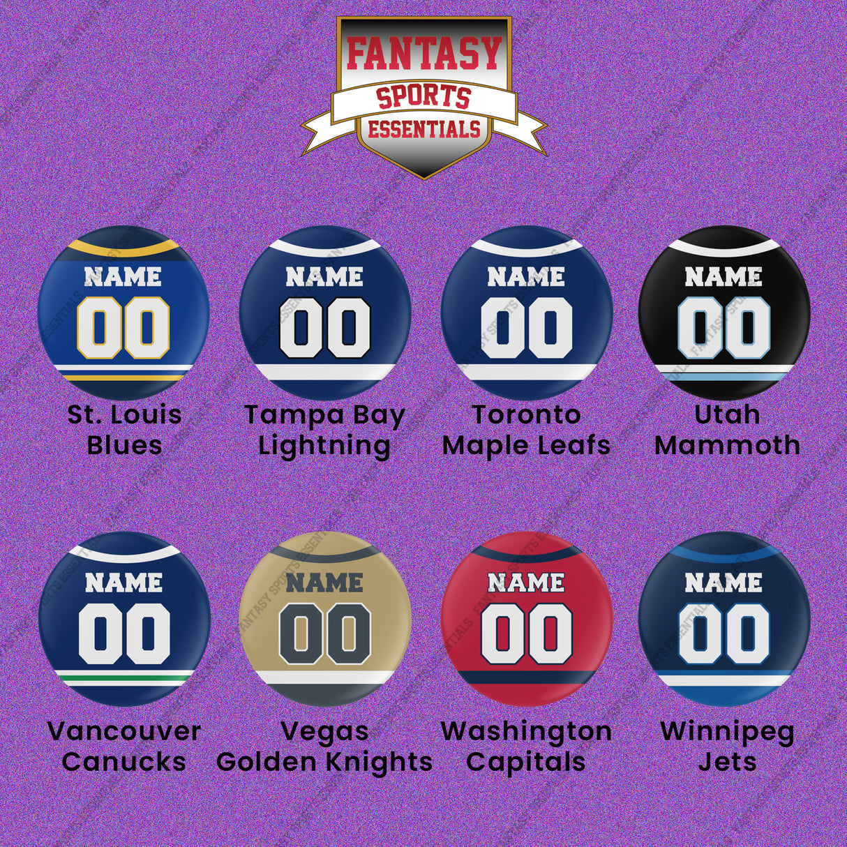 Pro Hockey Personalized Current Home Jersey Button Pins (N-W) (Enter Your Name and Number) Page 2