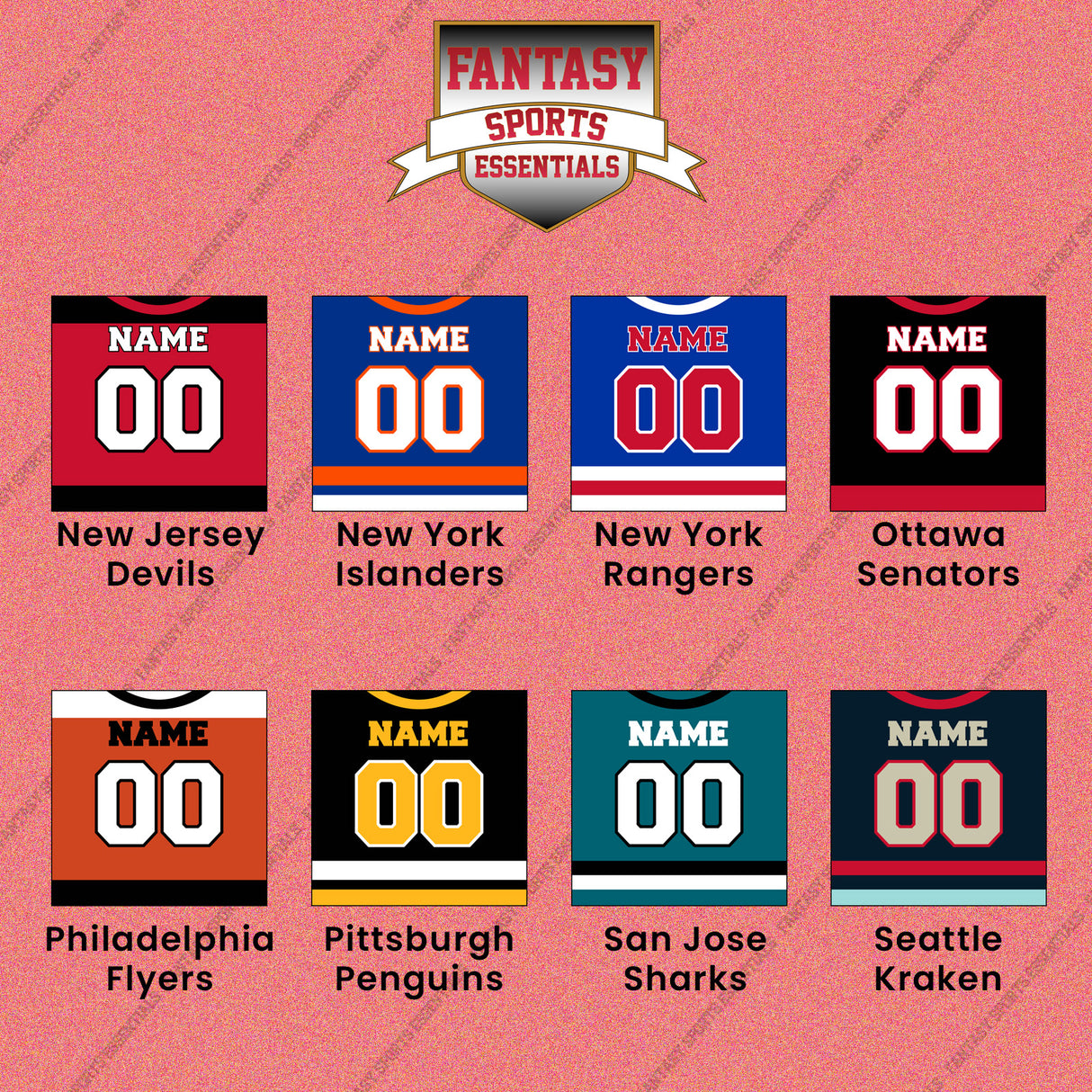 Pro Hockey Personalized Current Home Jersey Wall Art Prints (N-W) (Enter Your Name and Number) Page 1