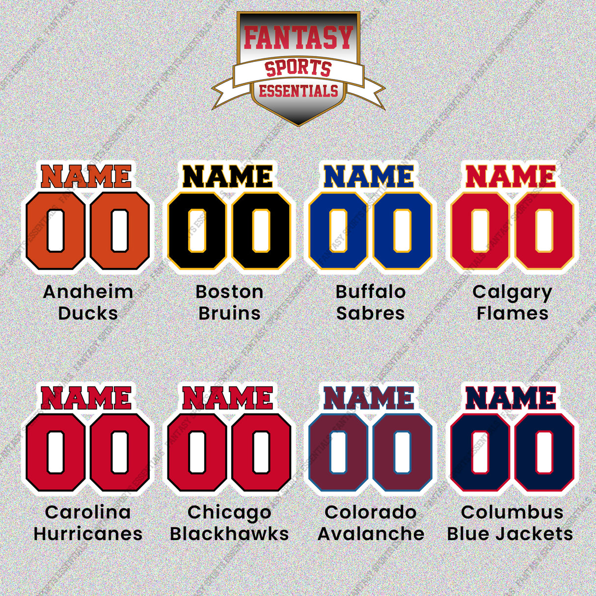 Pro Hockey Personalized Current Name and Number Glossy Stickers (A-N) (Enter Your Name and Number) Page 1