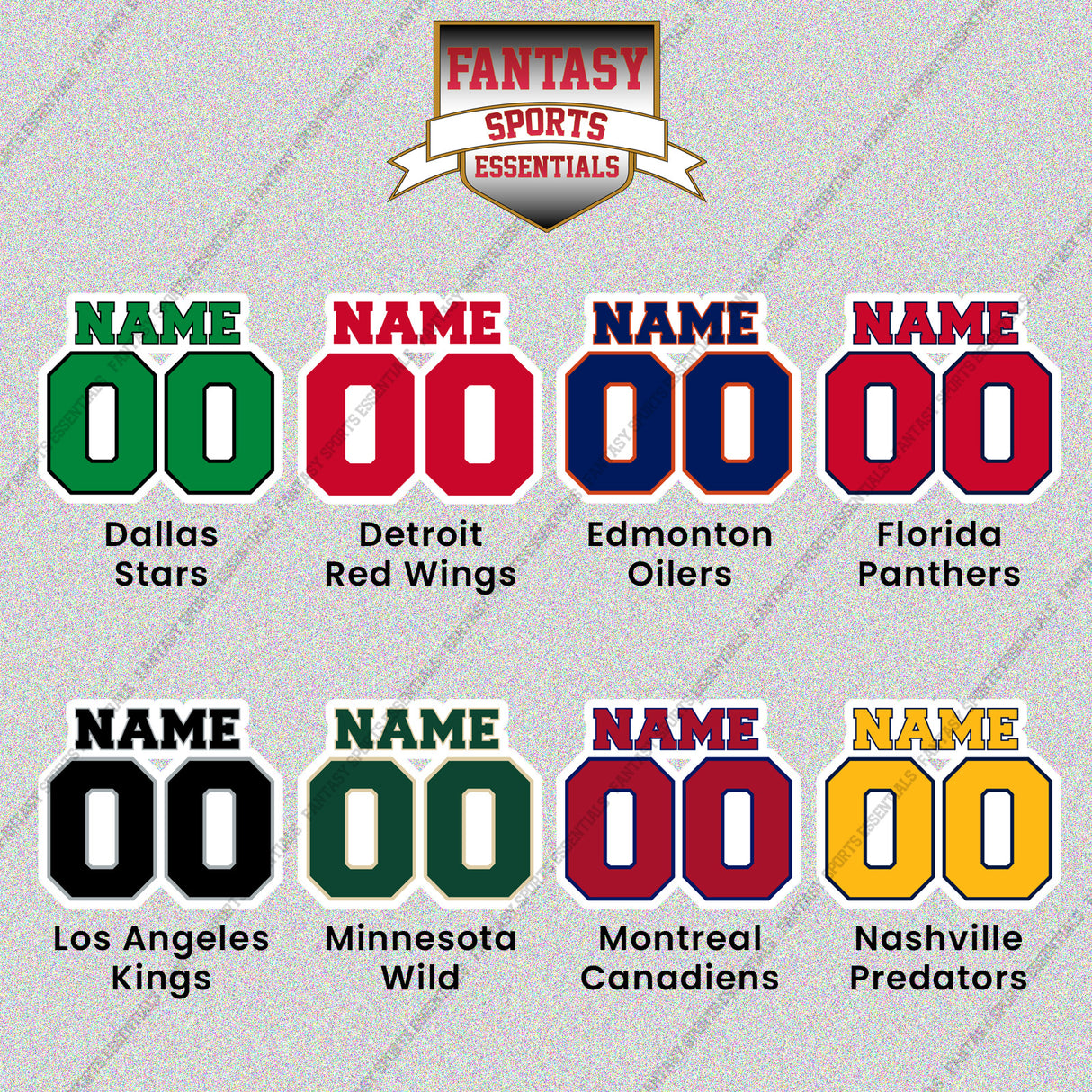 Pro Hockey Personalized Current Name and Number Glossy Stickers (A-N) (Enter Your Name and Number) Page 2