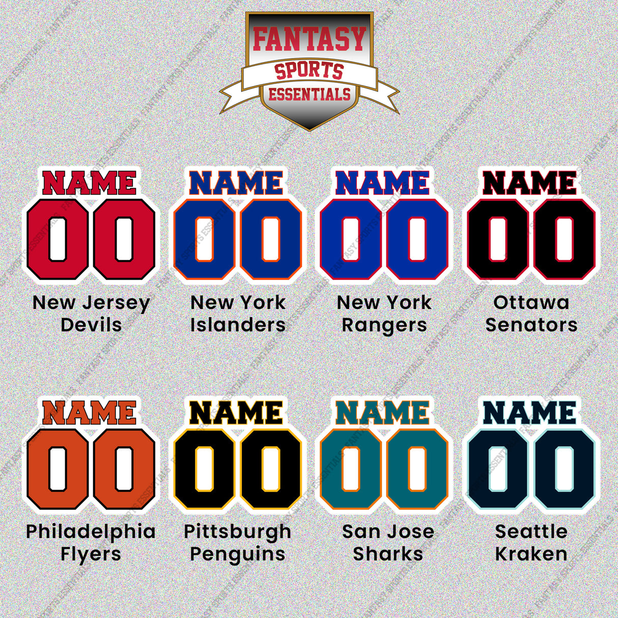 Pro Hockey Personalized Current Name and Number Glossy Stickers (N-W) (Enter Your Name and Number) Page 1