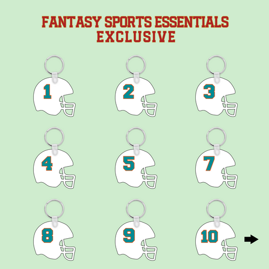 Fantasy Sports Essentials Exclusive Miami Dolphins 2024 Helmet Keychains Page 1