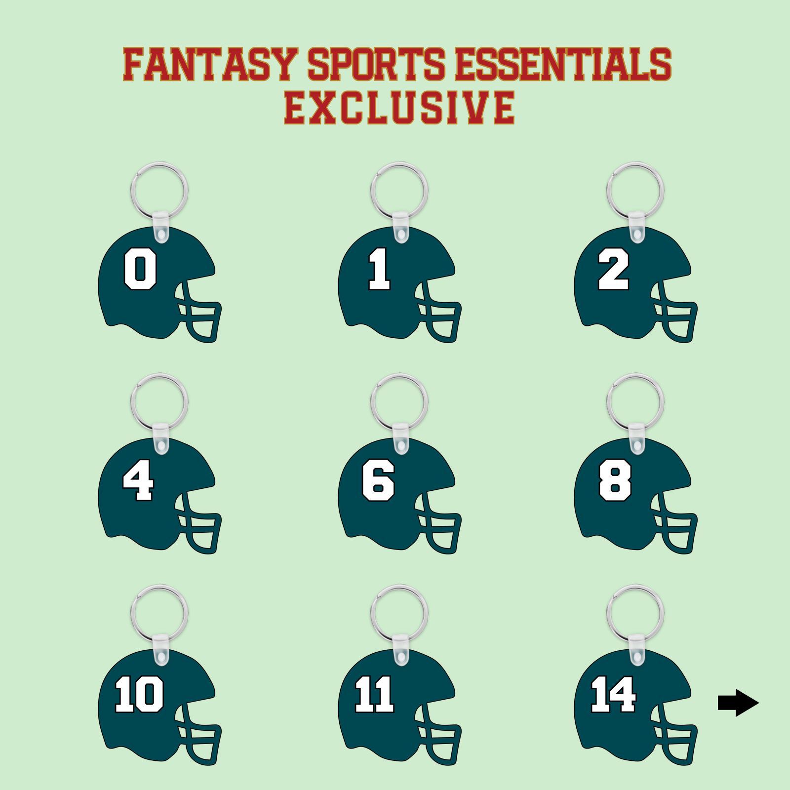 Fantasy Sports Essentials Exclusive Philadelphia Eagles 2024 Helmet Keychains Page 1