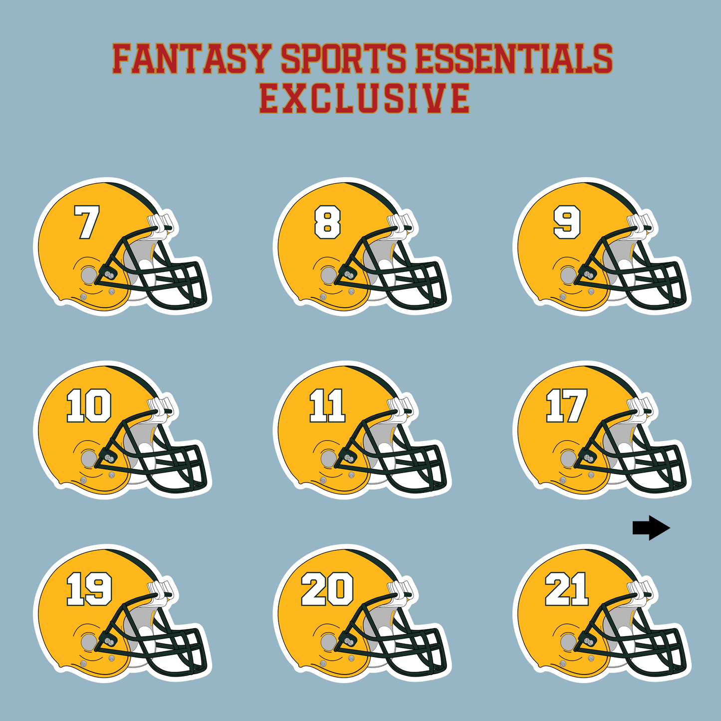 Fantasy Sports Essentials Exclusive Green Bay Packers 2024 Helmet Matte Stickers Page 1