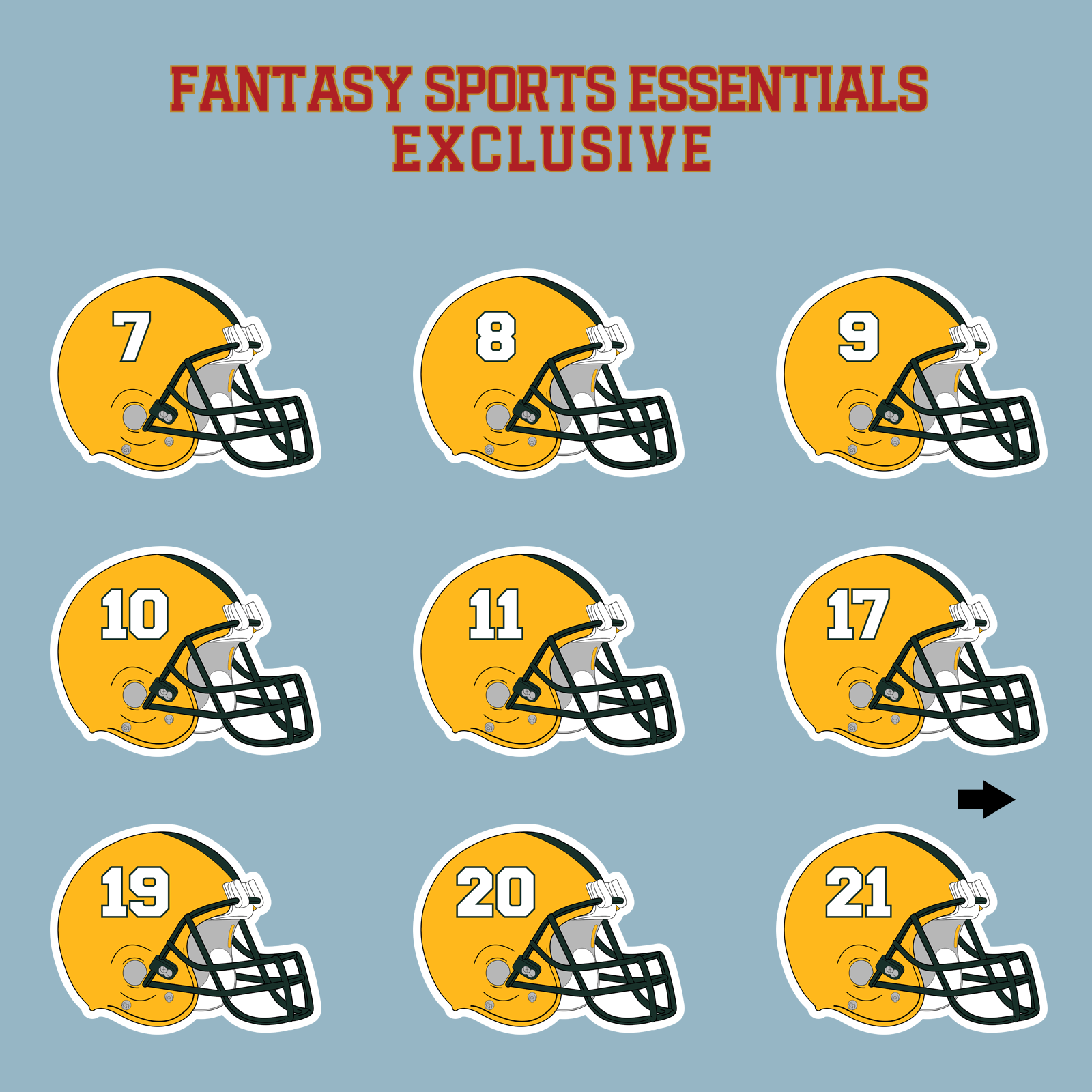 Fantasy Sports Essentials Exclusive Green Bay Packers 2024 Helmet Matte Stickers Page 1