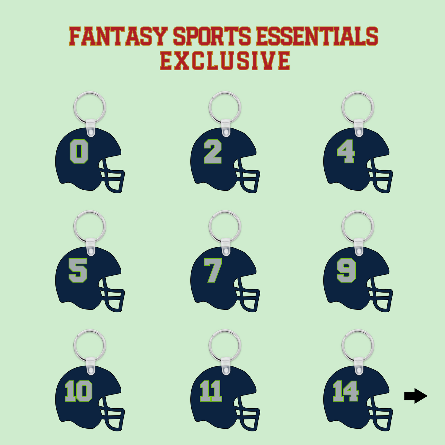 Fantasy Sports Essentials Exclusive Seattle Seahawks 2024 Helmet Keychains Page 1