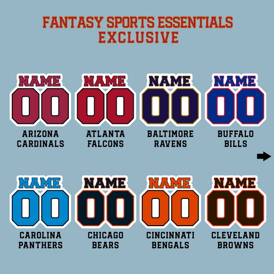 Fantasy Sports Essentials Exclusive Custom 2024 Pro Football Name and Number Matte Stickers Page 1