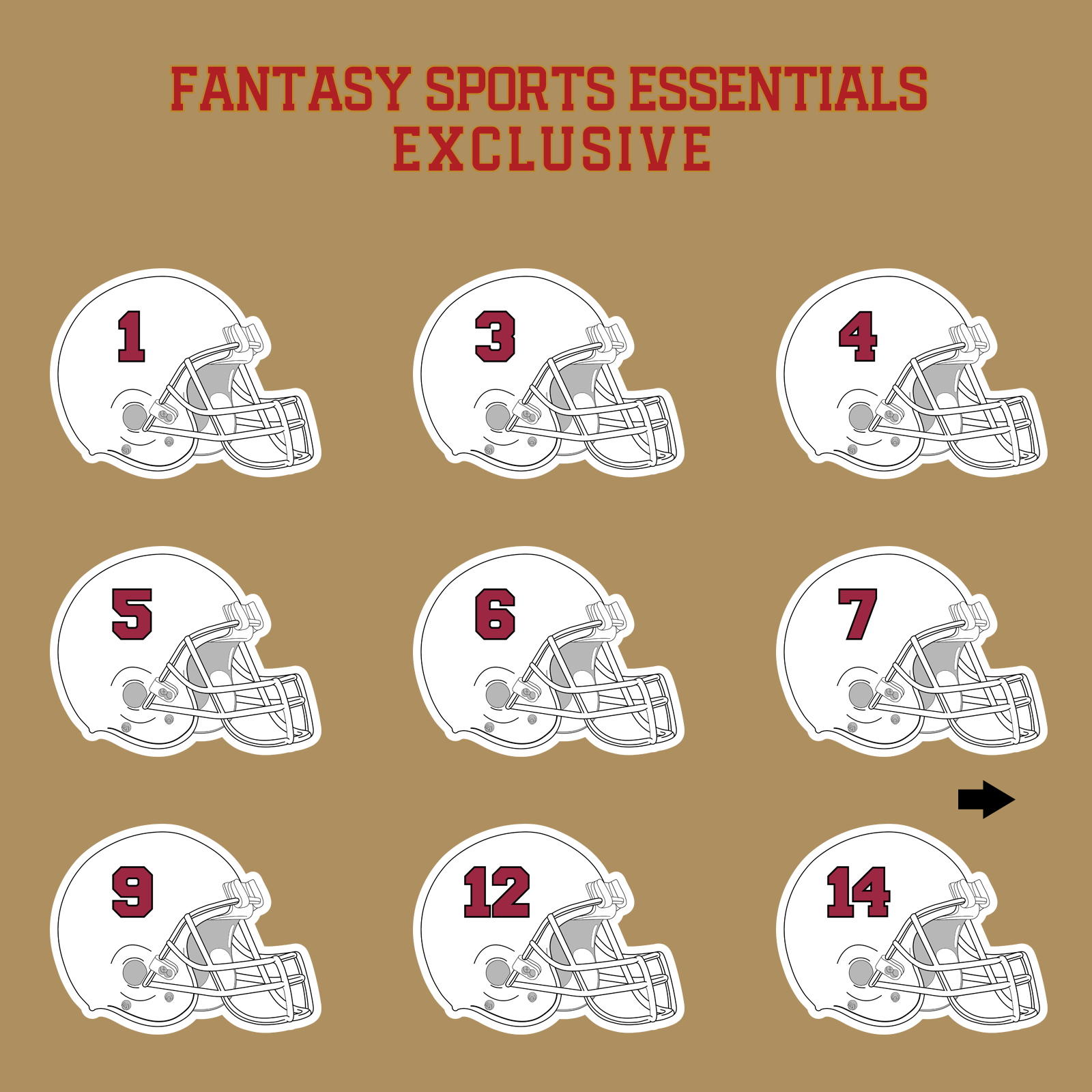 Fantasy Sports Essentials Exclusive Arizona Cardinals 2024 Helmet Glossy Stickers Page 1