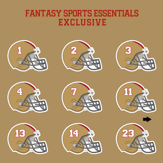 Fantasy Sports Essentials Exclusive San Francisco 49ers 2024 Helmet Glossy Stickers Page 1