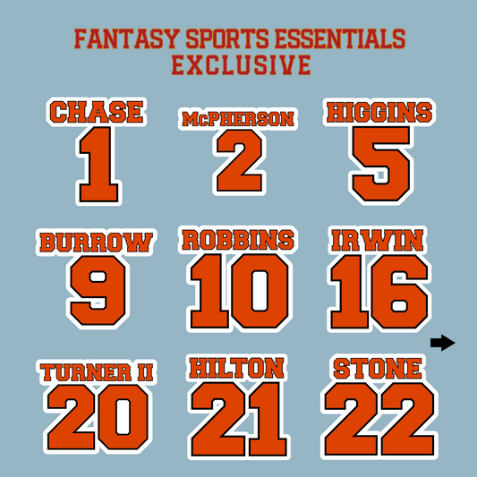 Fantasy Sports Essentials Exclusive Cincinnati Bengals 2024 Name and Number Matte Stickers Page 1